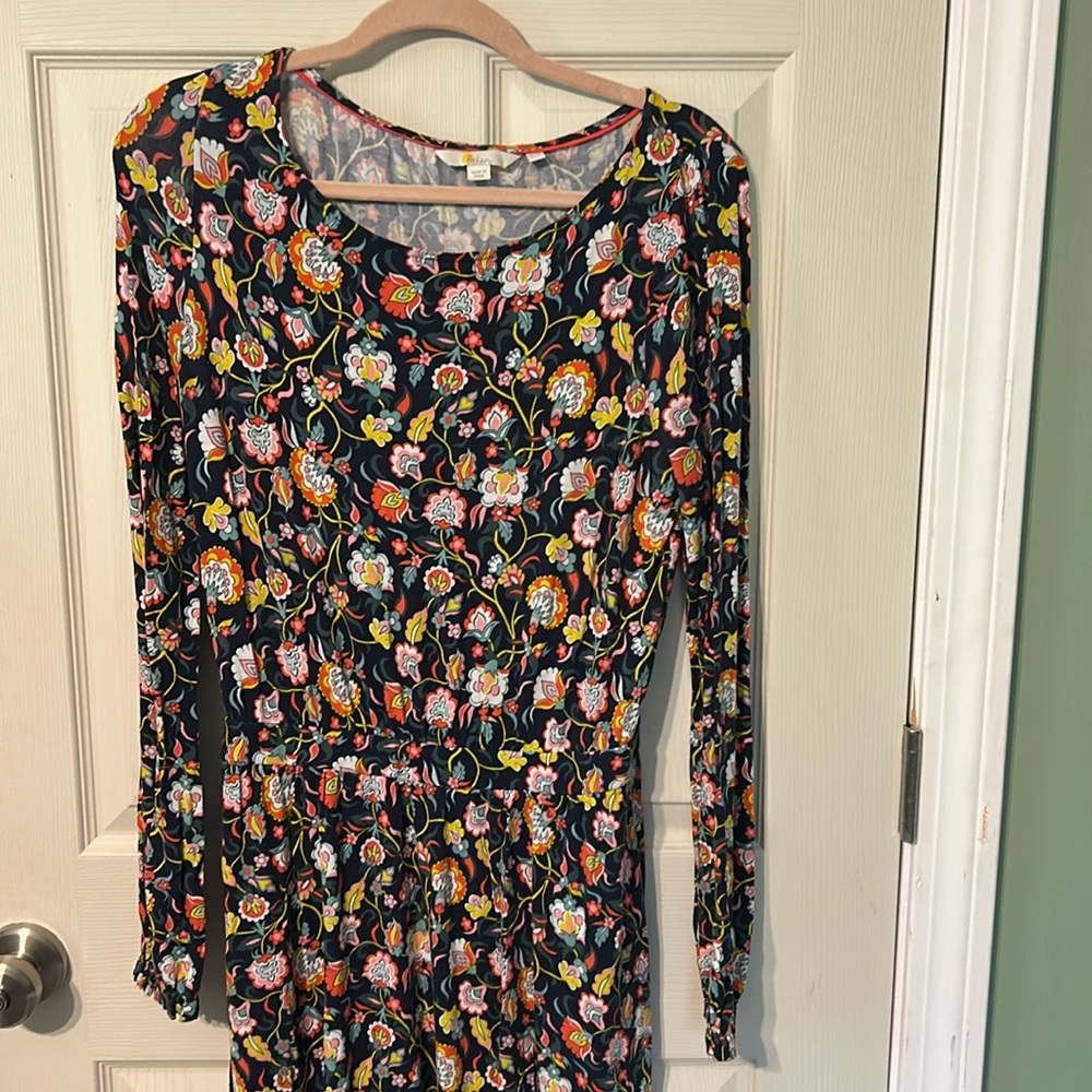 Boden Evelyn Floral Jersey Midi Dress French Navy Size 8R